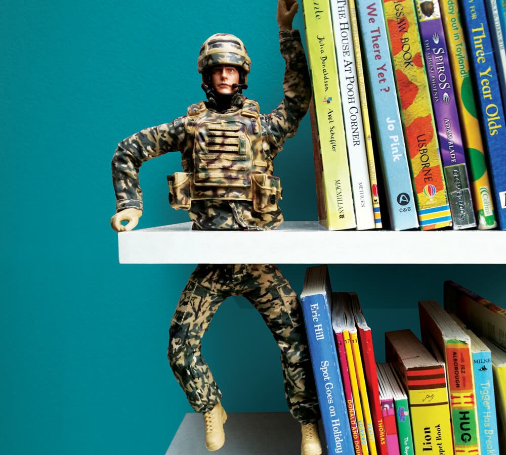 Repurposed action figure bookend