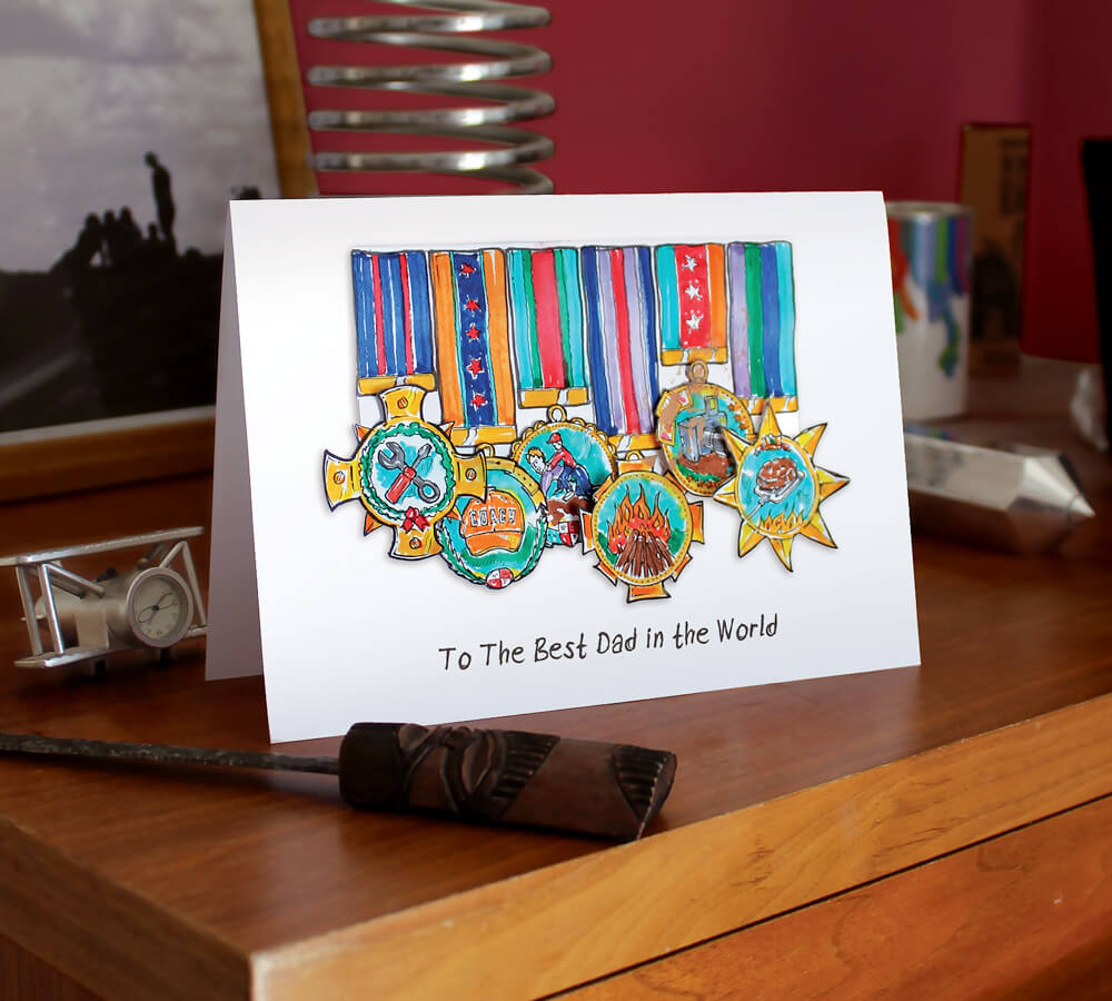DIY 'My Hero' Father's Day card medal set