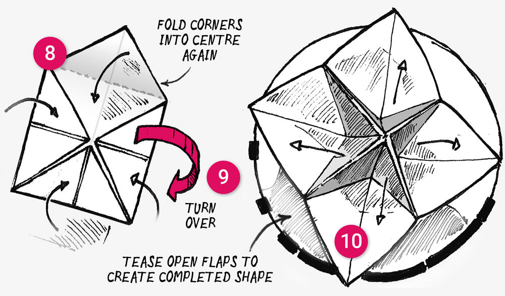 How to make and fold a funny Paper Fortune Teller: Step 8-10