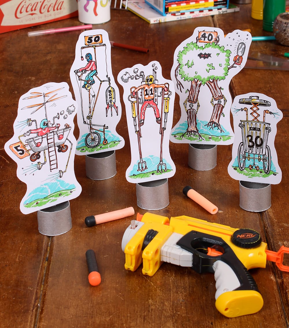 Printable Paper Nerf gun target on standss