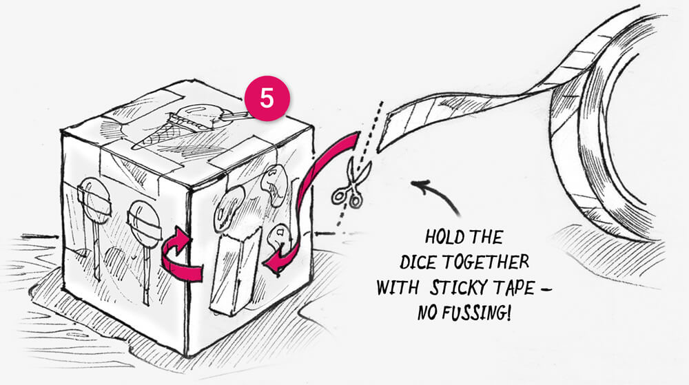 How to make wonky paper dice: illustration 3